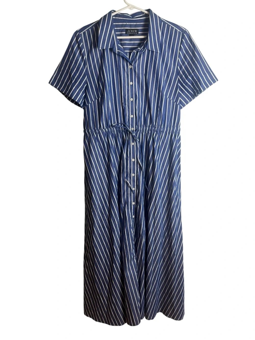 J.Crew Cerise shirt-dress in striped poplin blue 12 - Picture 3 of 7